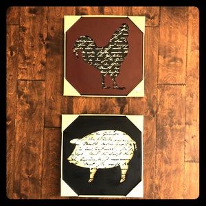 Two farm wall decorations